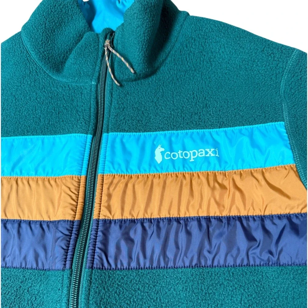 Cotopaxi Teca Full Zip Fleece Jacket Green Multi Colorblock Rainbow M Gorpcore